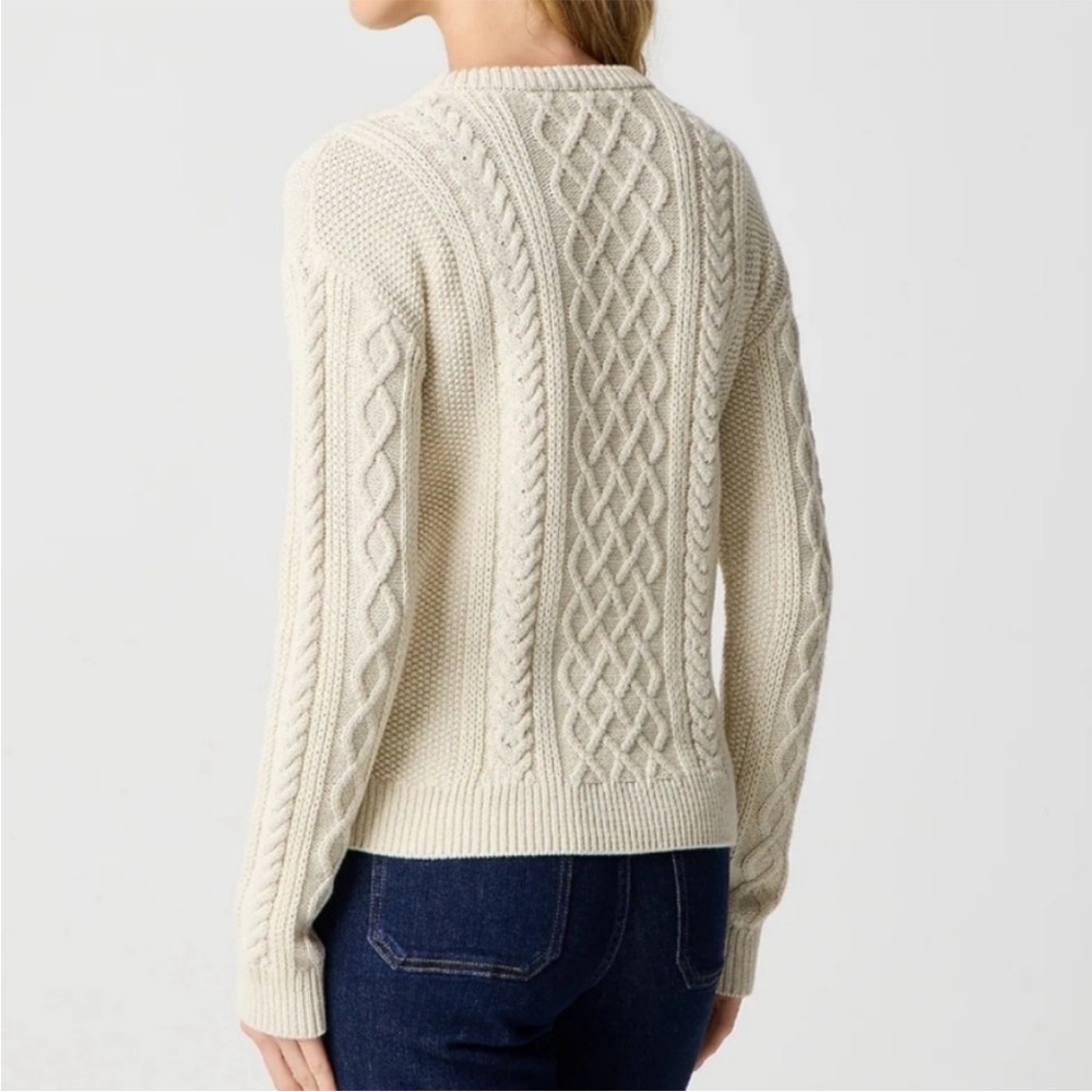 Cotton cable-knit crewneck fisherman sweater - Picture 3 of 8